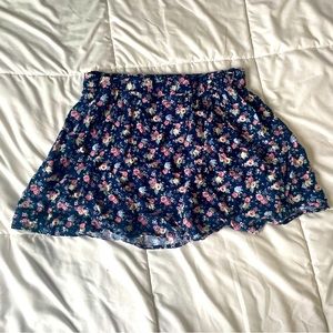 Blue Floral Copper Key Skirt
